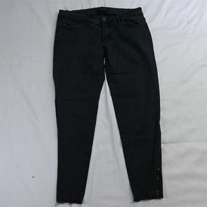 KanCan 11 / 29 KC6051BK Mid‎ Rise Super Skinny Raw Hem Zip Cuff Black Jeans